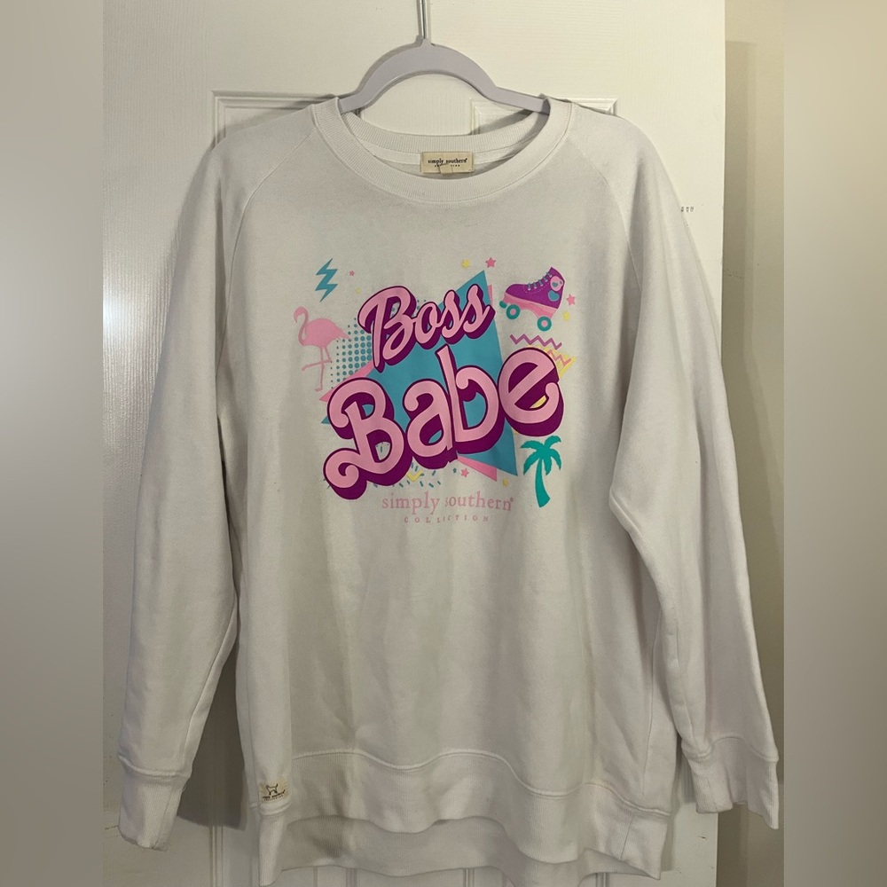 Simply Southern White Boss Babe Graphic Sweatshirt